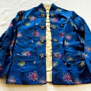 Elegant Blue Floral Women's Jacket